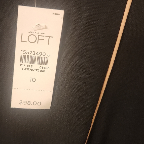 Ann Taylor Black Loft Sheath Dress with Pink Piping NWT Size 10 - Picture 3 of 3